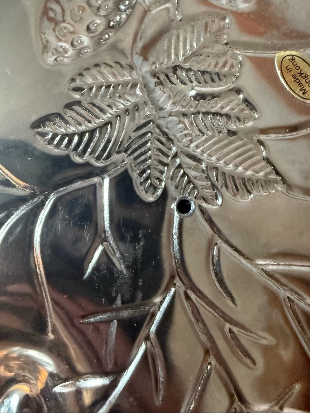 Silver Leaf-Shaped Decorative Serving Tray